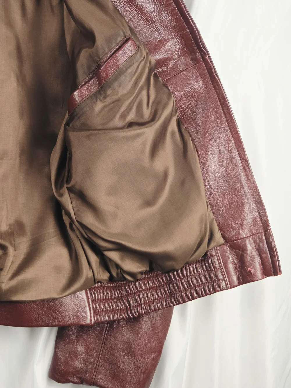 Lapiel Burgundy Leather Bomber Zip Up Jacket Size 42 - Picture 9 of 16